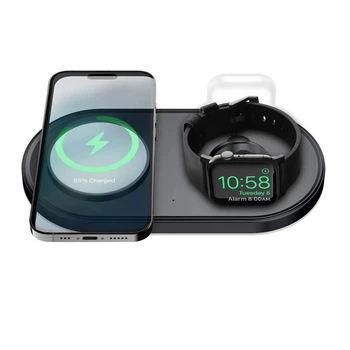Док-станція JYD 3в1 Wireless Charger для iPhone 14/13/12/11/Х, AirPods, AirPods 2/3, Apple Watch (Black)