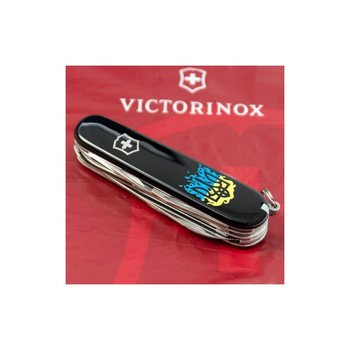 Нож Victorinox Huntsman Ukraine Black "Вогняний Тризуб" (1.3713.3_T0316u)