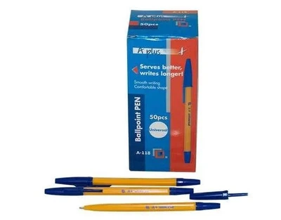 Набор шариковых ручек, А+BALL PEN синие 50 шт., A118с