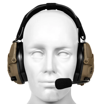 Тактичні активні навушники з мікрофоном та Bluetooth Wosport HD-16 Койот
