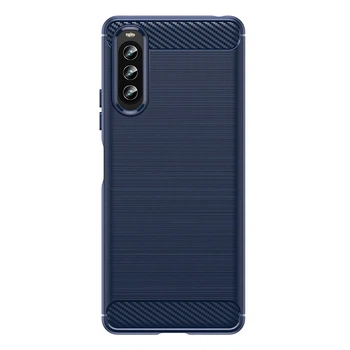 Чохол Lenuo Carbon Fiber для Sony Xperia 10 IV Navy Blue
