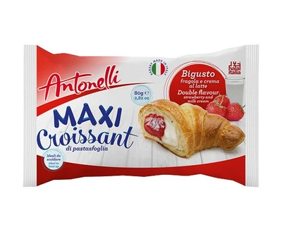 Круасан Antonelli MAXI с клубнично-сливочной начинкой, 80 г
