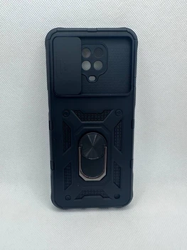 Противоударный чехол Defense Ring для Xiaomi Redmi Note 9 Pro с кольцом Черный
