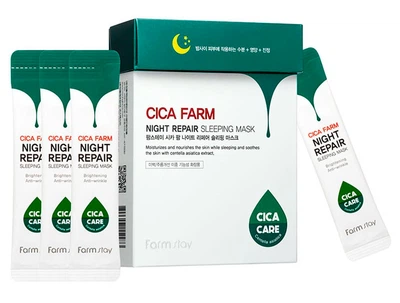 Восстанавливающая ночная маска для лица с центеллой азиатской FarmStay Cica Farm Night Repair Sleeping Mask, 20шт по 4мл (8809657112973)