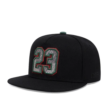 Кепка Снепбек логотип number 23 (Michael Jordan, Chicago Bulls, NBA) с прямым козырьком Черный, Унисекс WUKE One size