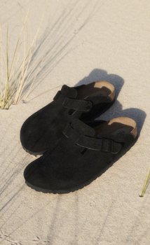 Замшеві чоловічі сабо/клогі Birkenstock Boston Soft Footbed 0660471 regular 44 чорні
