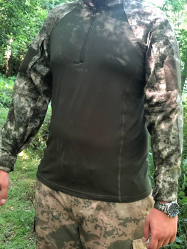 Летняя армейская тактическая рубашка Ubacs Бесшовная не натирает для военных ВСУ олива пиксель L