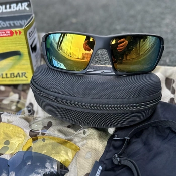Тактические очки Tactic защитные армейские очки со сменными линзами цвет оправы черный (Еss-Rollbar)