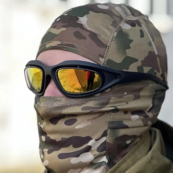 Тактические очки Tactic защитные армейские очки со сменными линзами цвет оправы черный (Daisy C5)