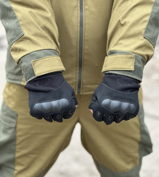 Тактичні безпальні рукавички Tactic армійські рукавички із захистом кістячок розмір L колір Чорний (oakley-black-L)