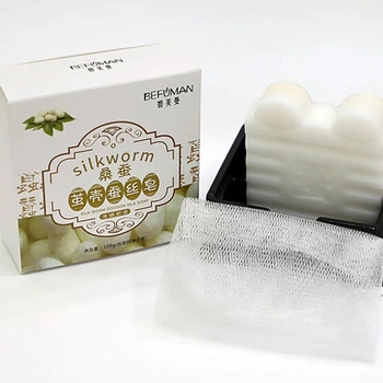 Мультифункциональное мыло ручной работы с протеинами шелка Silkworm cocoon silk soap, 100 г
