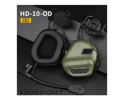 Навушники тактичні неактивні з мікрофоном Wosport HD-10-OD олива 1 пара