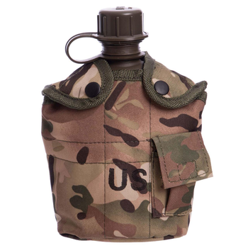 Тактическая военная фляга с котелком в чехле Zelart 4834 Camouflage Multicam