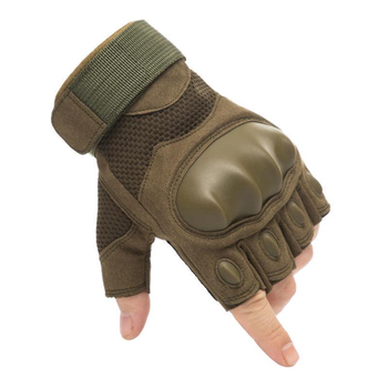 Військові рукавички з відритими пальцями Оливковий (Kali)