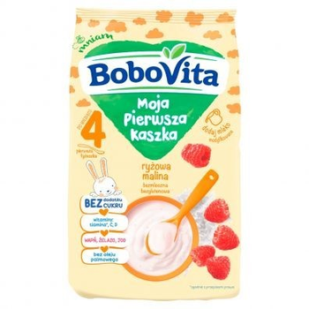Безмолочна безглютенова каша Bobovita рис малина 4міс. 180г. (46049)