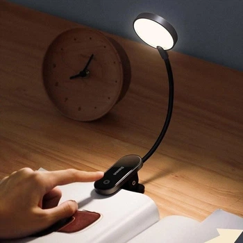 Портативна LED лампа на прищіпці Baseus Comfort Reading Mini Clip Lamp з акумулятором 350 mAh, світлодіодна лампа для читання, навчання та роботи Сірий