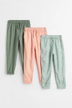 Джоггеры для девочки зеленые и персиковые 3шт H&M 116см (400092200)