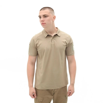 Чоловічі футболки поло з коротким рукавом поло для військових з липучками на рукавах Бежевий XL