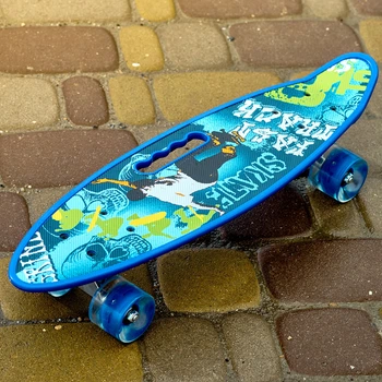Пенні борд Skate зі колесами, що світяться, нековзна поверхня з підсвічуванням Синій