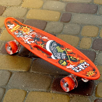 Пенні борд Skate зі колесами, що світяться, нековзна поверхня з підсвічуванням Червоний