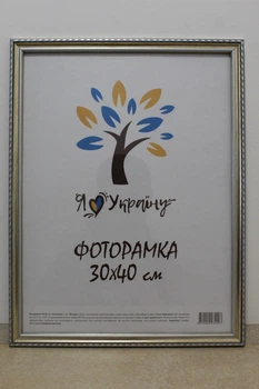 Фоторамка 30Х40, (А3), серебряная с коричневым обрамлением, 1715-469-3, СТЕКЛО + КАРТОН