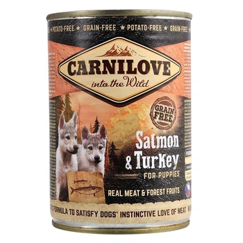 Влажный корм для щенков всех пород с лососем и индейкой Carnilove Salmon & Turkey 400 г