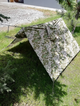 Дождевик мембранный с велкро панелями, плащ палатка пончо тент военный ВСУ, накидка от дождя Пиксель, Размер S, Рост до 168 см