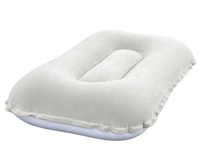 Надувна флокована подушка водонепроникна зручна компактна 42 x 26 x 10 см Travel Pillow Bestway Gray