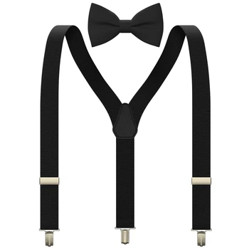 Подтяжки Bow Tie House детские в наборе с бабочкой 5-13 лет - черного цвета 07527-10485S