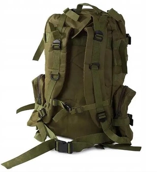 Большой двулямочный туристический рюкзак с дополнительными сумками подсумками органайзерами полевой Тactic 50-60л полиэстер водоотталкивающий зеленый (Kali)