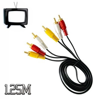 Кабель мультимедійний 3RCA to 3RCA 1.25м кабель тюльпан-тюльпан (1009987-Black)