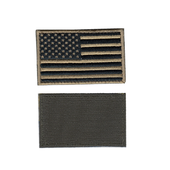 Шеврон патч на липучке Флаг Американский бежево-черный, койот, 5см*8см, Светлана-К