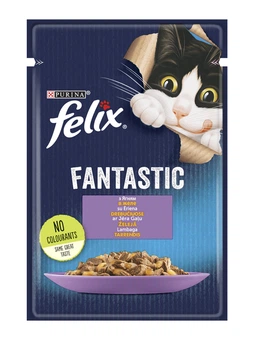 Упаковка вологого корму Purina Felix Fantastic для котів з ягням (шматочки в желе) 85 г x 26 шт