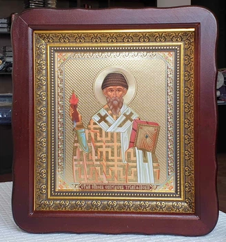 Икона Святитель Спиридон Тримифунтский в темном киоте 23*26см
