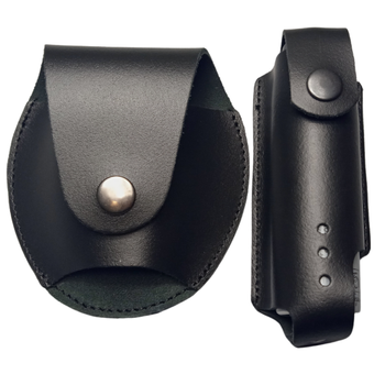 Комплект поліцейського Harlan шкіряний чохол для наручників БР-МУ-92 + чохол для газового балончика Терен-4 (КП-1)