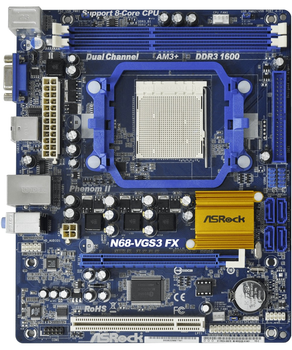Материнская плата Socket AM3+ ASRock N68-VS3 FX ( sAM3+ / AM3, DDR3, NVIDIA GeForce 7025, PCI-Ex16) Б/У