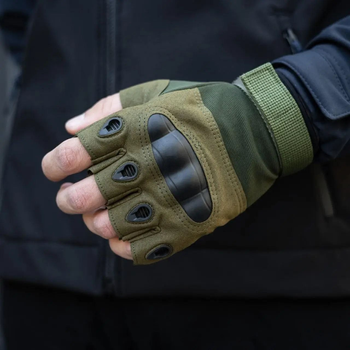 Штурмовые тактические безпалые перчатки с защитой L (Обхват ладони: 22-23 см)