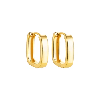 Лаконичные квадратные позолоченные серьги 14K (DW292023)