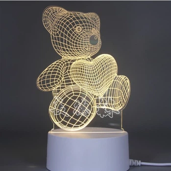 Ночник детский настольный 3-D, мишка 10*18 см.