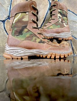 Берці черевики тактичне взуття полегшені Літо натуральна гідрофобна шкіра посилена п’ята та носок Мультикм р 39