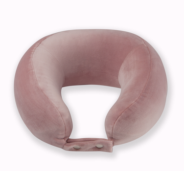 Ортопедическая дорожная подушка-бублик под шею Travel Pillow от Correct Shape, чехол велюр, цвет Розовый, 28х27,5х14 см