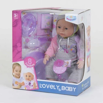 Детский многофункциональный пупс WarmBaby "Lovely baby" 8040-445 B 8 функций, с аксессуарами, высотой 42 см