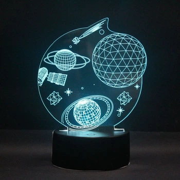 3D світильник з пультом та акумулятором 3D Lamp Космос (LP-17880)