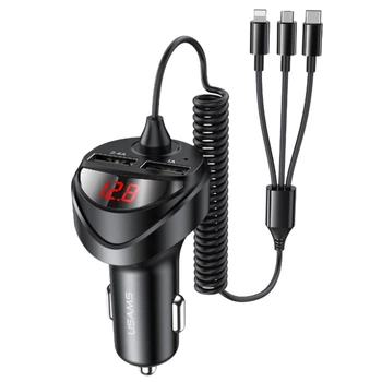 Автомобильное зарядное устройство 2 USB + кабель для всех видов телефонов 3.4A Dual USB Car Charger, Usams (CC119TC01)
