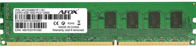 Оперативная память AFOX DDR3-1600 4096MB PC3-12800 (AFLD34BN1L)