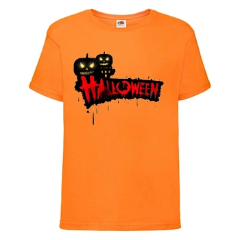 Футболка дитяча Хеллоуїн (Halloween) помаранчева (halloween-02-orange) 128 см