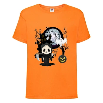 Футболка дитяча Хеллоуїн (Halloween) помаранчева (halloween-01-orange) 128 см