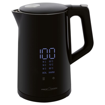 Электрочайник Profi Cook PC-WKS 1243 черный с сенсорным экраном и функцией регулировки температуры 2200 Вт