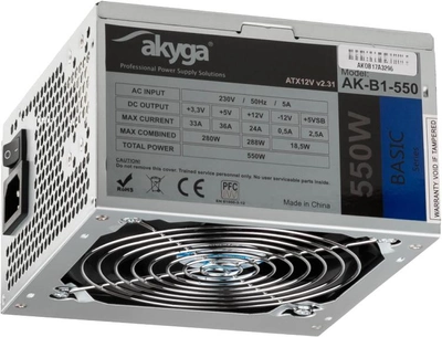 Блок питания AKYGA power supply unit 550 W 20+4 pin ATX ATX Grey (AK-B1-550)