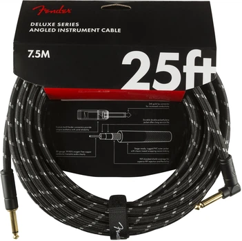 Кабель інструментальний FENDER CABLE DELUXE SERIES 25' ANGLED BLACK TWEED (228429)